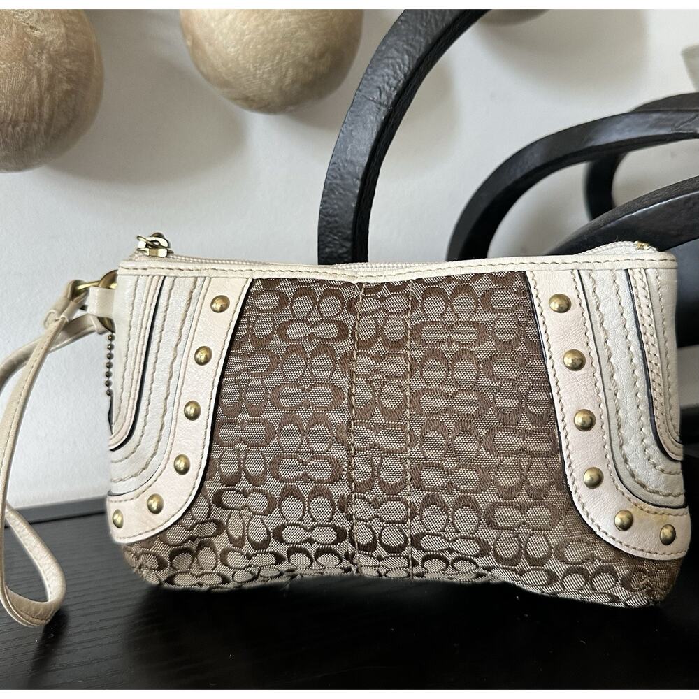 Y2k Vintage Coach Brown Little C Studded Wristlet